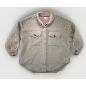 Good American Sherpa Over Sized Jacket Size 3/4 L/XL Button Front Teddy Shacket